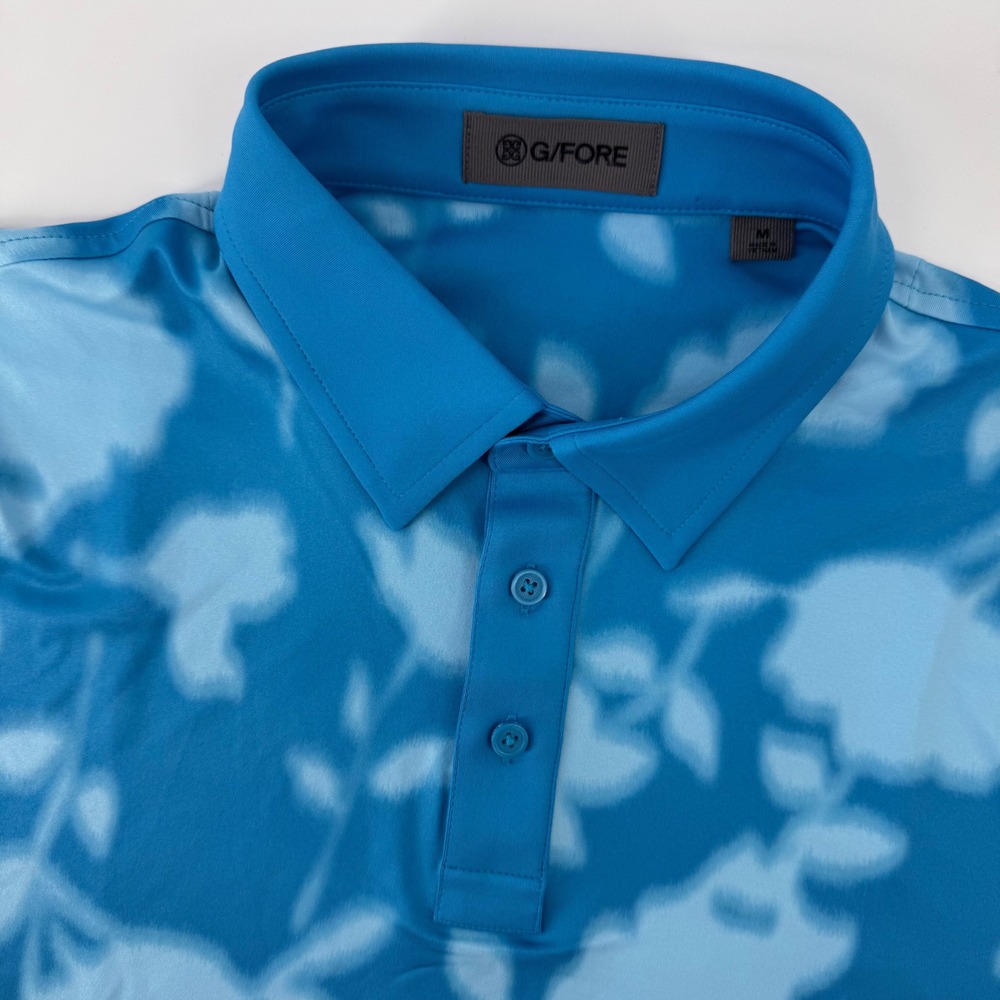 G/FORE Polo Shirt Mens Medium Blue Floral Cloud Performance Tech GMP000080